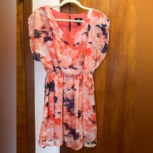 Iz Byer Vibrant Pink and Blue Midi Dress